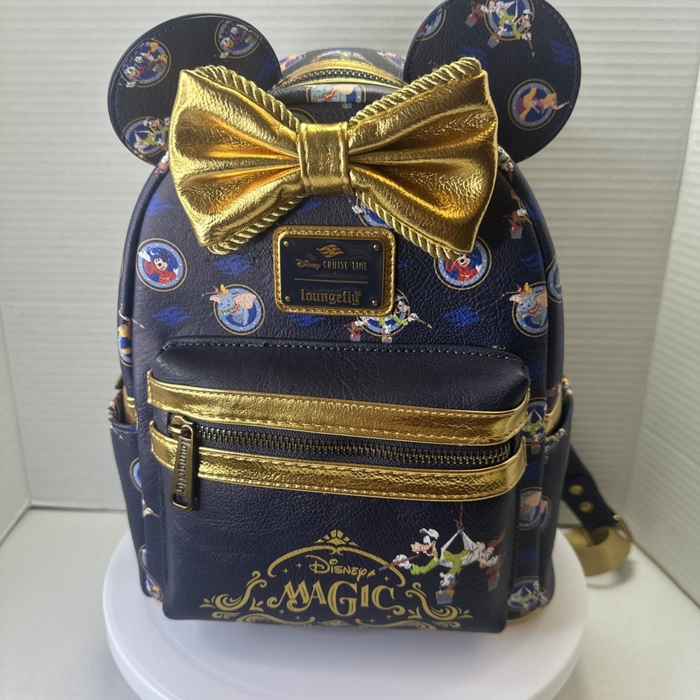 NEW Disney Cruise Line DCL MAGIC Loungefly Backpack Bow Blue Gold GOOFY